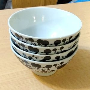 Set of 4 Disney Mickey Mouse Ceramic Soup Rice Bowls